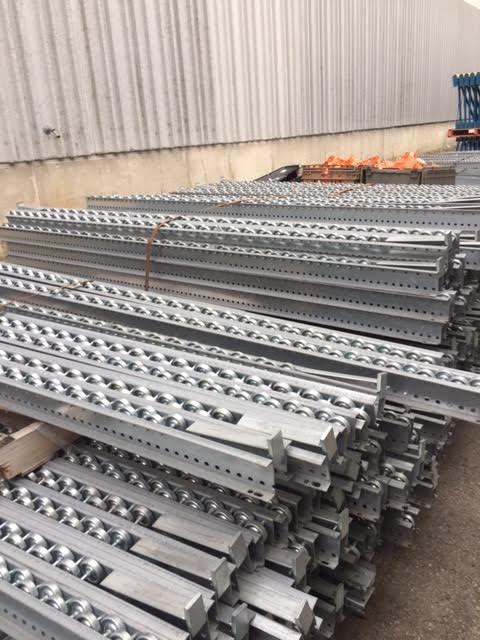 96L Used Pallet Flow Rollers with Skate Wheels Galvanized - Used Racking